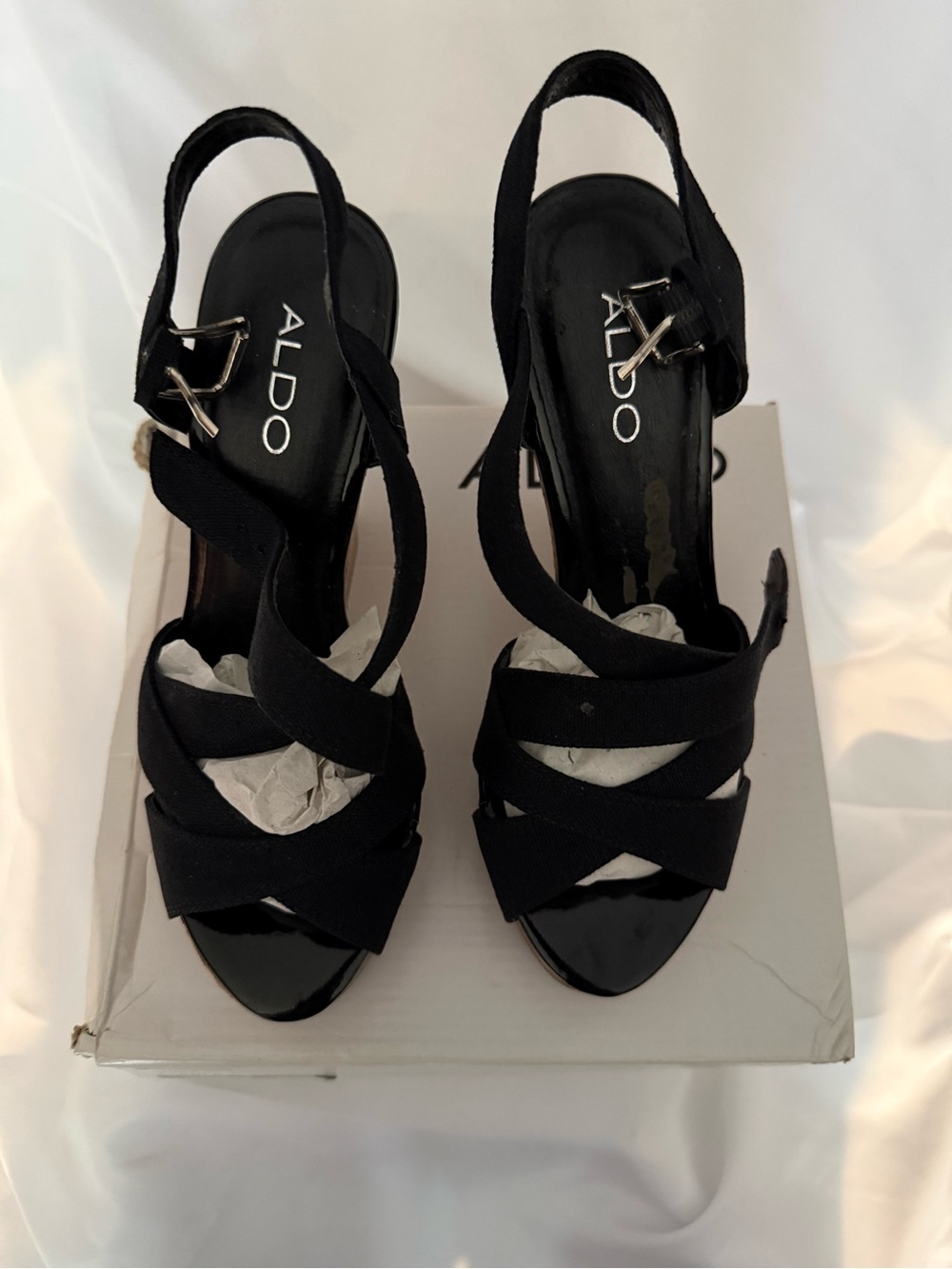 ALDO Black Crisscross Slingback Heels